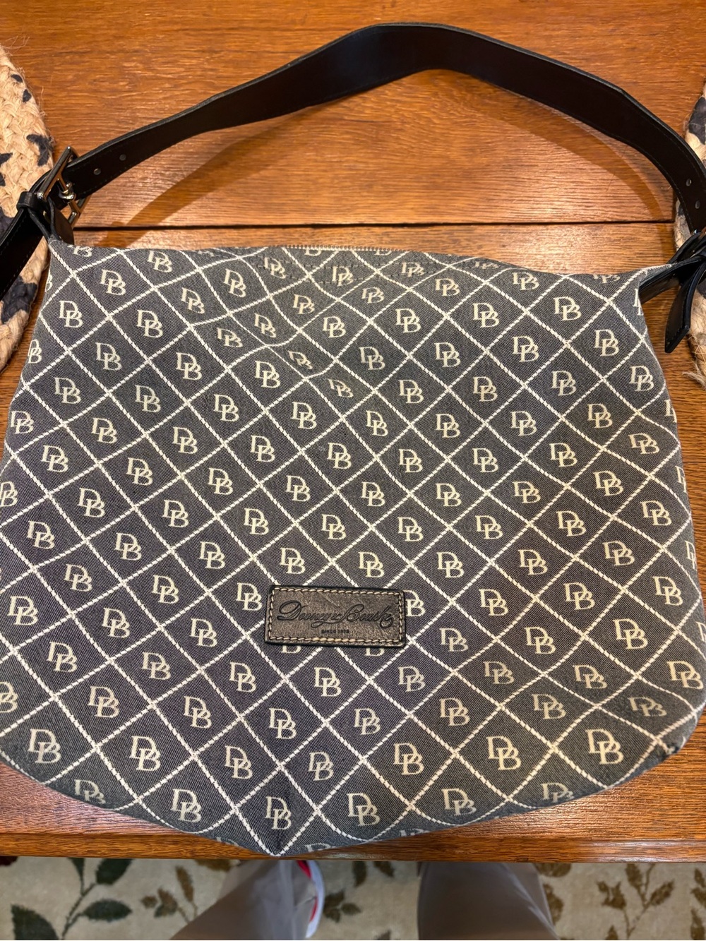 Dooney & Bourke Black and Cream Signature Shoulder Bag
